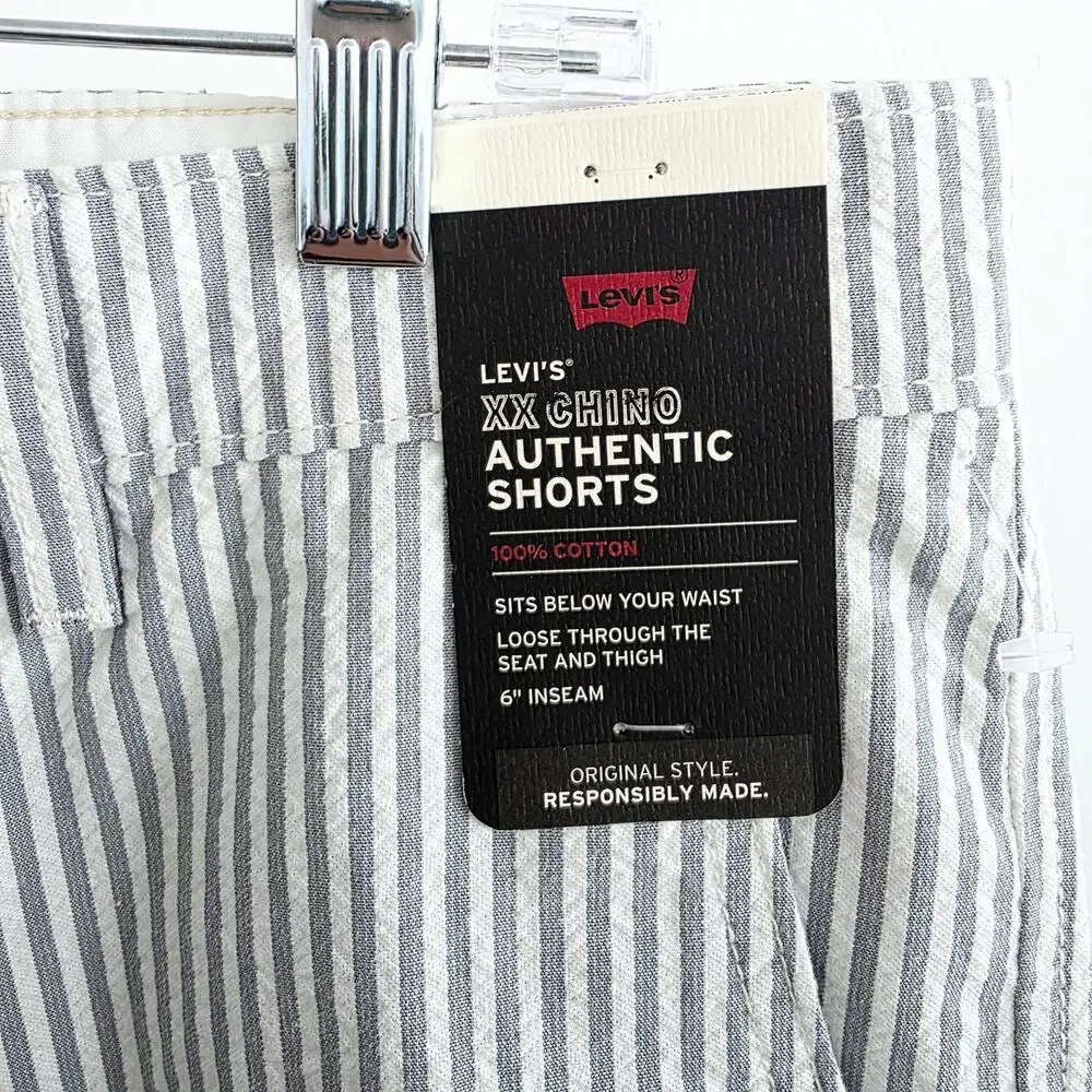 Levi's Gray & White Striped Men's XX Chino Authentic Seersucker Shorts Size 36